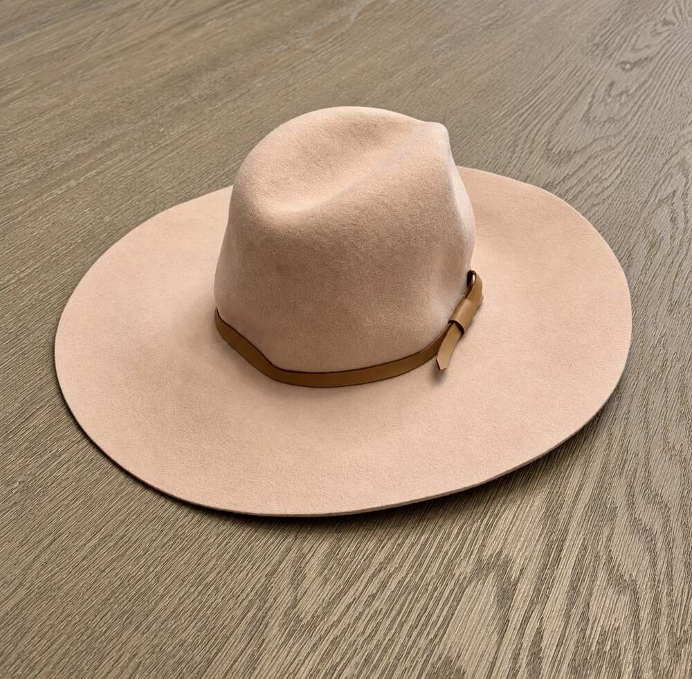NWT Nordstrom Wool Fedora Hat Tea Rose Light Wide Brim Adjustable Fit